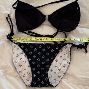 Reversible Set Black and White Bikini bottom and Solid Black Top.